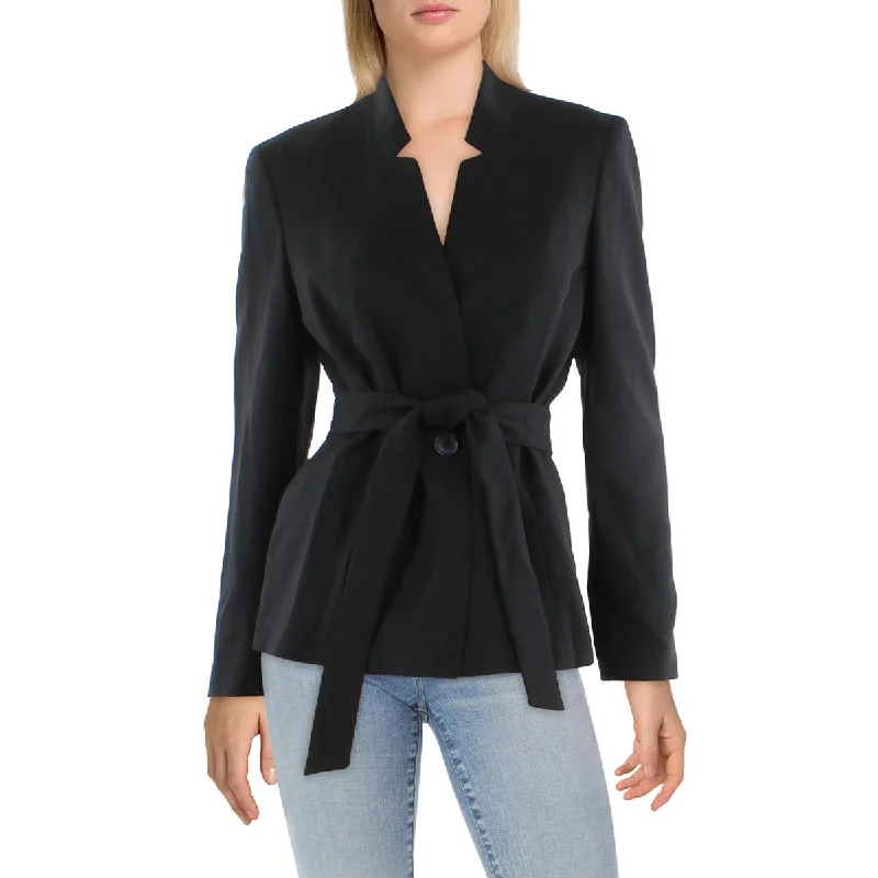 cropped faux leather jacket for women -Le Suit Womens Herringbone Professional One-Button Blazer