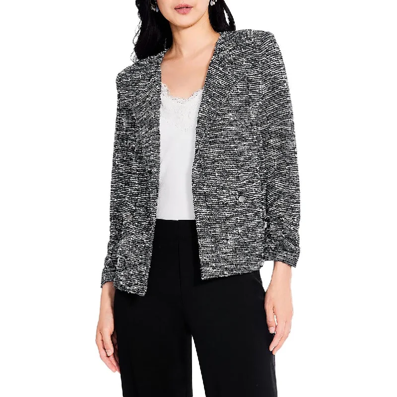 women's travel-friendly jacket -Nic + Zoe Womens Starry Sky Open Front Textured Open-Front Blazer