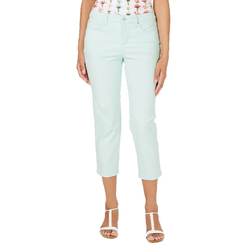 women's flared bell-bottom jeans -Charter Club Women's Bristol Capri Jeans Aqua Water Size 16 - Blue