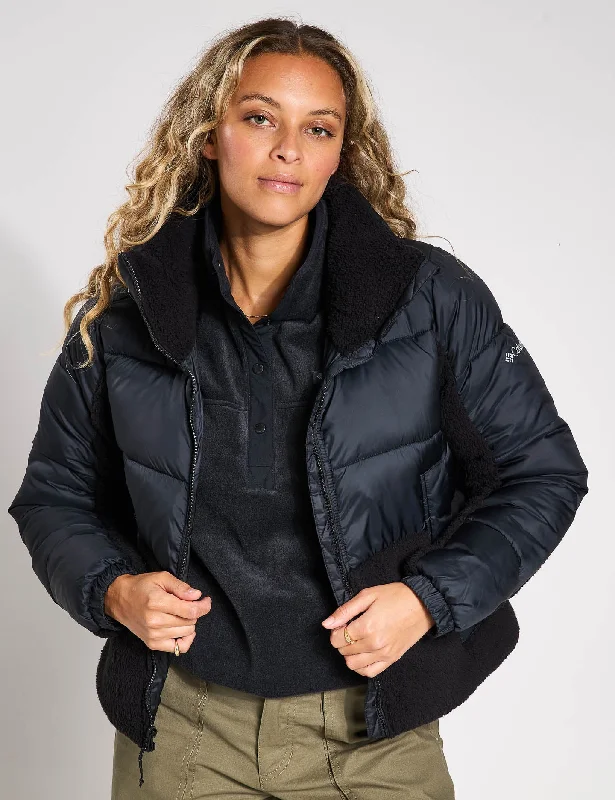 ladies' fur-lined jacket -Leadbetter Point II Sherpa Hybrid Puffer Jacket - Black