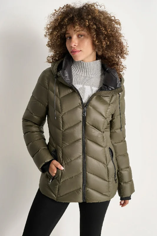 ladies' insulated ski jacket -DOWN FILLED SHORT PUFFER