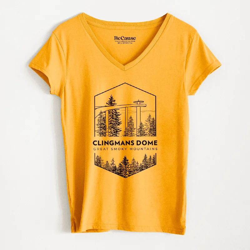 women's graphic short sleeve tee -Clingmans Dome - Great Smoky Mountains National Park - Women's 100% Recycled V-neck