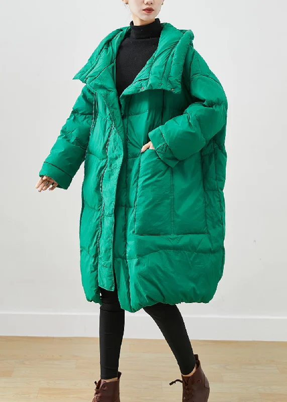 women's double-breasted coat -Elegant Green Oversized Thick Duck Down Canada Goose Jacket Winter