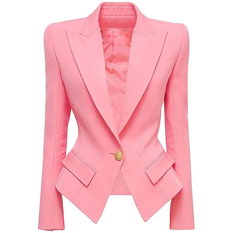 women's reversible coat -Laura Long Sleeve Collared Double Pocket Blazer