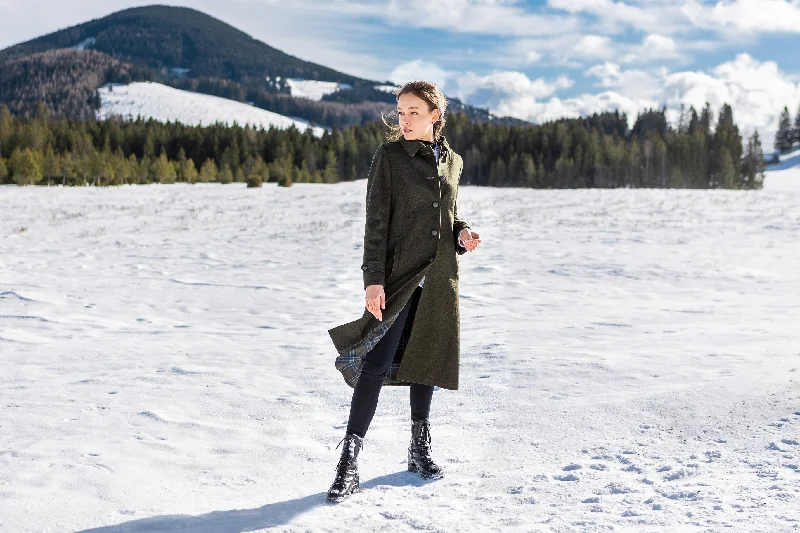 sustainable eco-friendly coat for women -Silvia - Women's Traditional Loden Wool Coat in Green