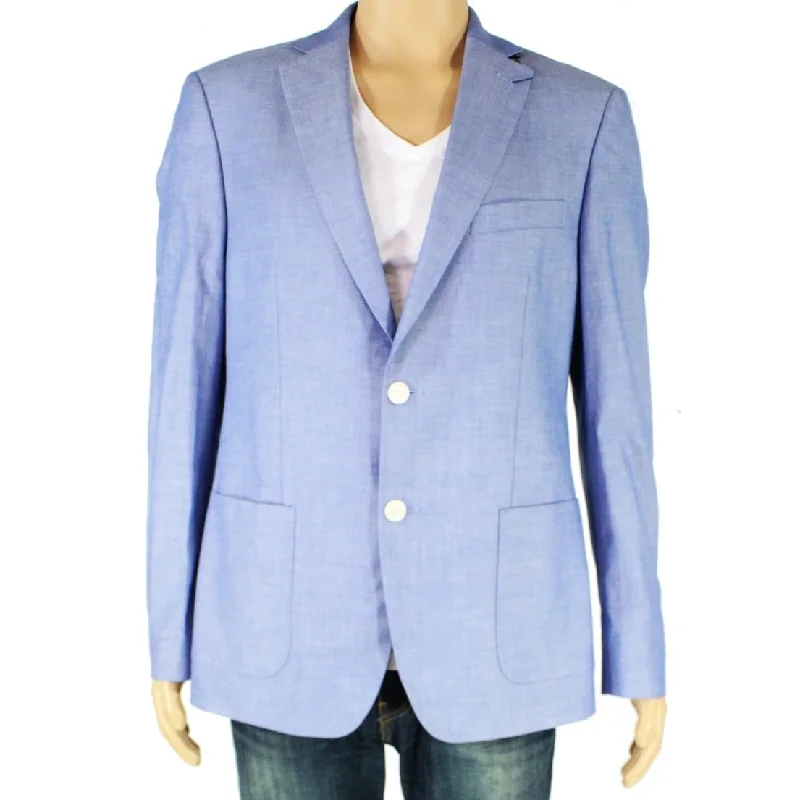 women's waterproof raincoat -Ralph Lauren Men's Sport Coat Long Chambray Two Button Blue Size 40