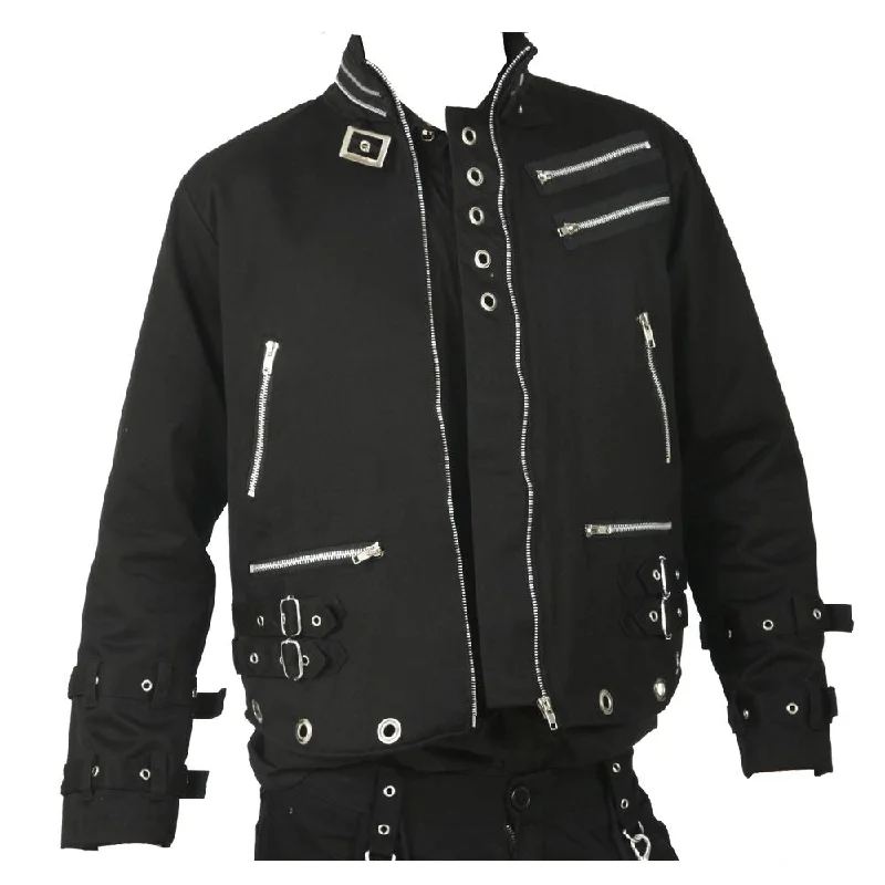 classic trench raincoat for women -Punk Eyelet Goth Jacket