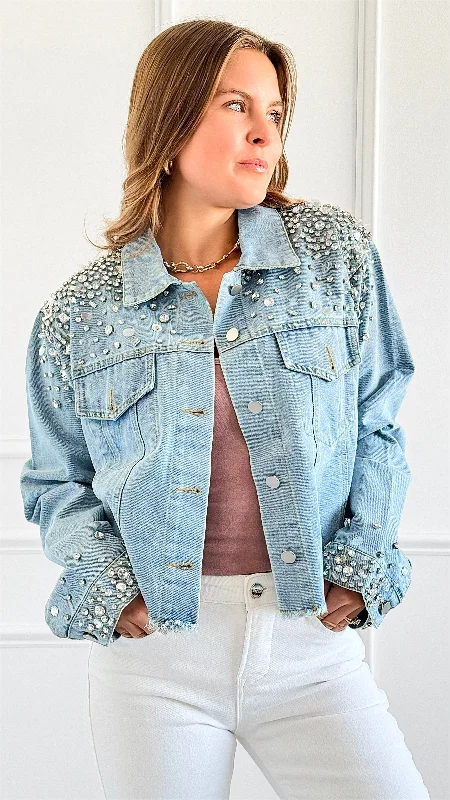 ladies' lightweight anorak coat -Glitz & Glam Denim Jacket