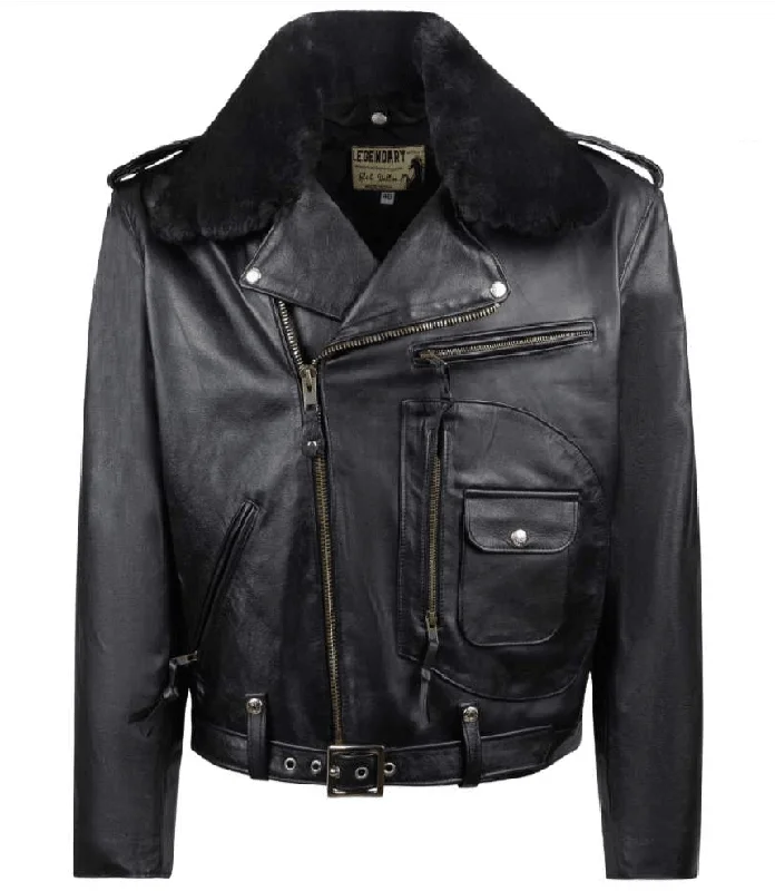 women's faux fur-lined parka -Legendary Black Stallion Horsehide Motorcycle Jacket - Anniversary Edition