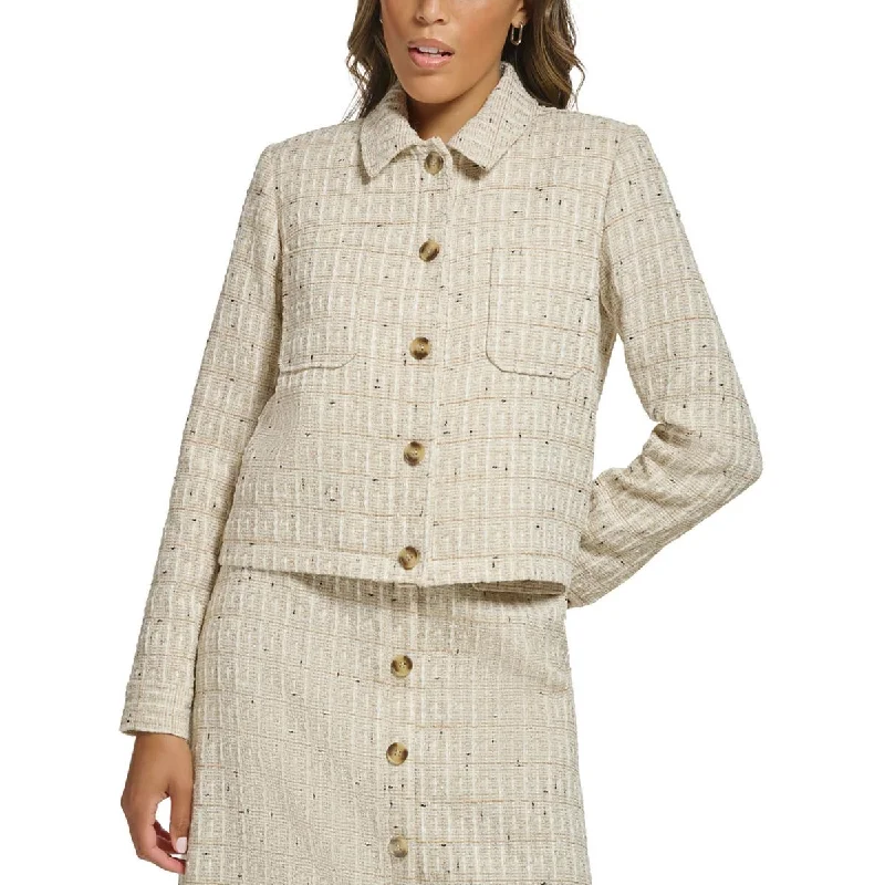 women's reversible coat -Calvin Klein Womens Tweed Collar Two-Button Blazer