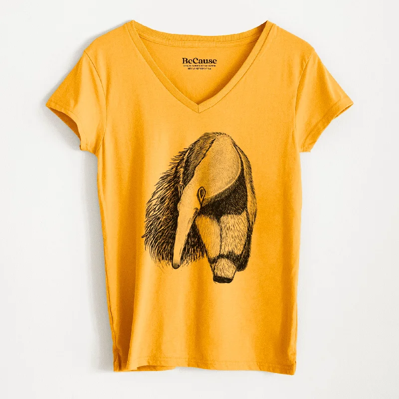 women's cute peplum short sleeve blouse -Giant Anteater - Myrmecophaga tridactyla - Women's 100% Recycled V-neck