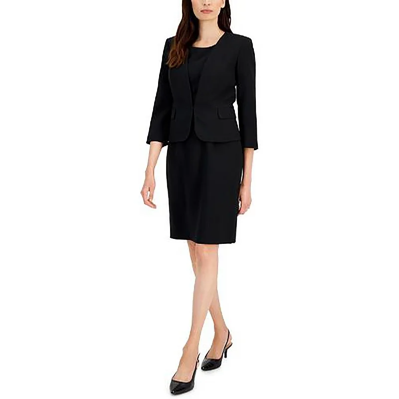 fashionable belted wool coat for women -Le Suit Womens Petites 3/4 Sleeve Work Wear Collarless Blazer