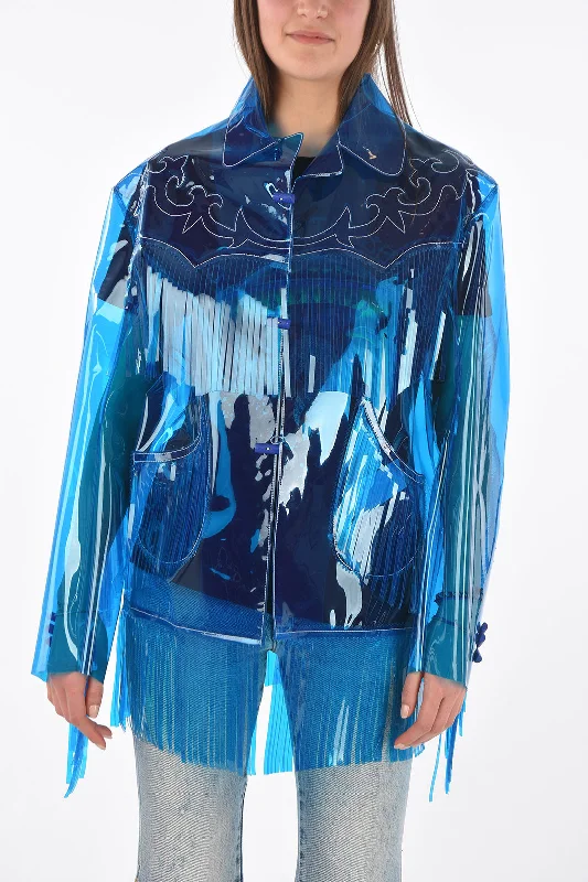 versatile casual coat for women -Maison Margiela fringed pvc western jacket