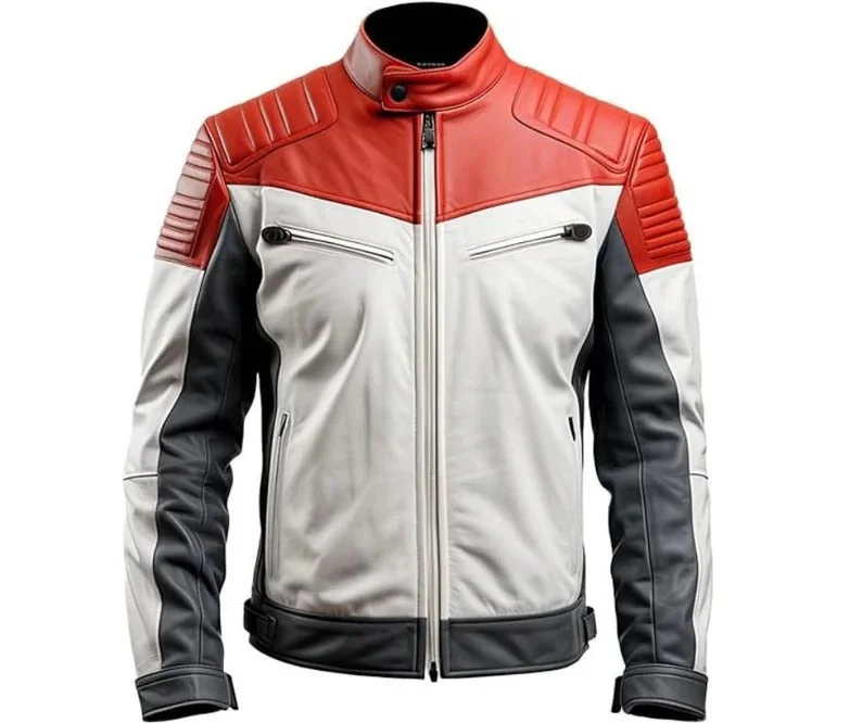 ladies' waterfall drape coat -Real Leather Motorcycle Racing Jackets