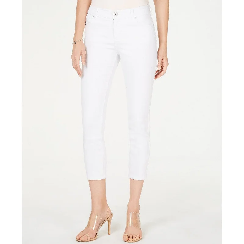 stylish high-rise cigarette jeans -INC International Concepts Women's Curvy-Fit Cropped Straight-Leg Jeans White Size 8