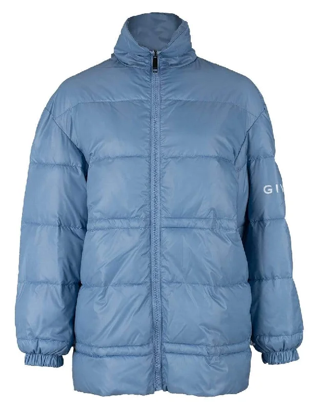 ladies' fur-lined jacket -Reversible Logo Puffer Jacket