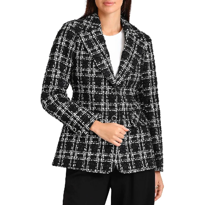 casual linen jacket for women -Bagatelle Womens Tweed Sequined Two-Button Blazer