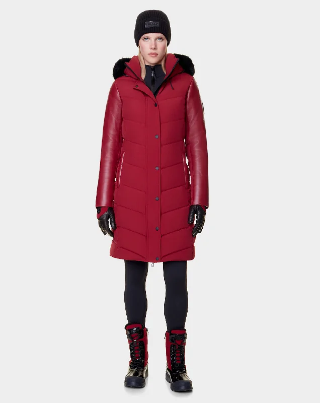 versatile trench coat for ladies -ELSA - L121519 CRANBERRY