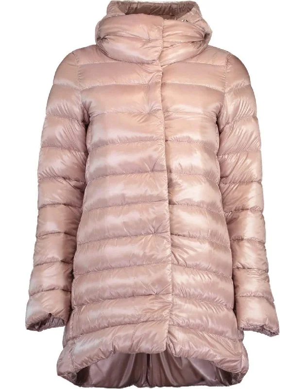 women's thermal long coat -Blush Hilo Velvet Hood Nylon Jacket