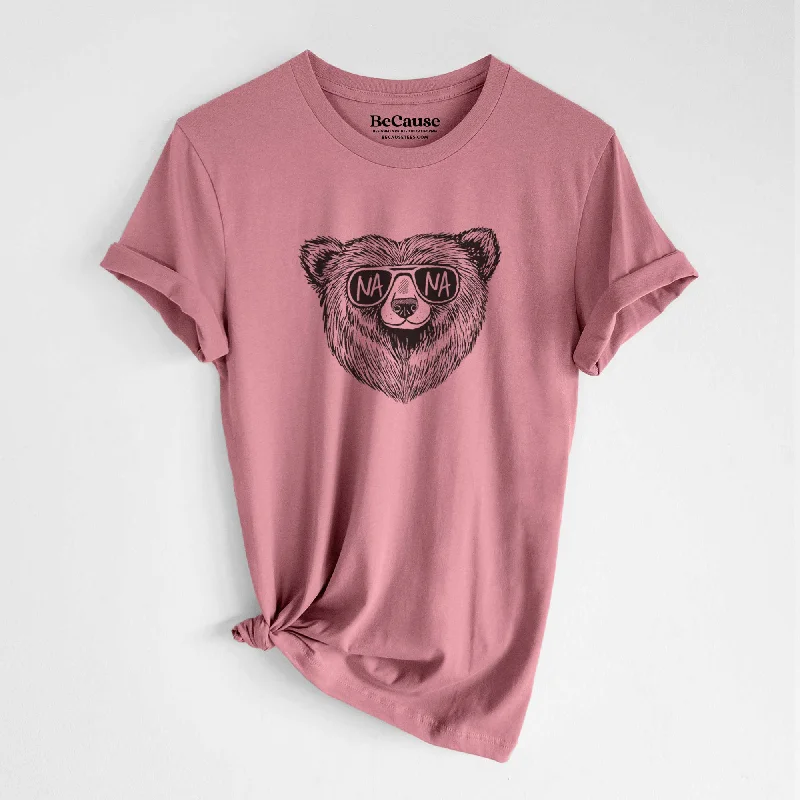 stylish short sleeve tunic for women -Nana Bear - Nana Glasses - Lightweight 100% Cotton Unisex Crewneck