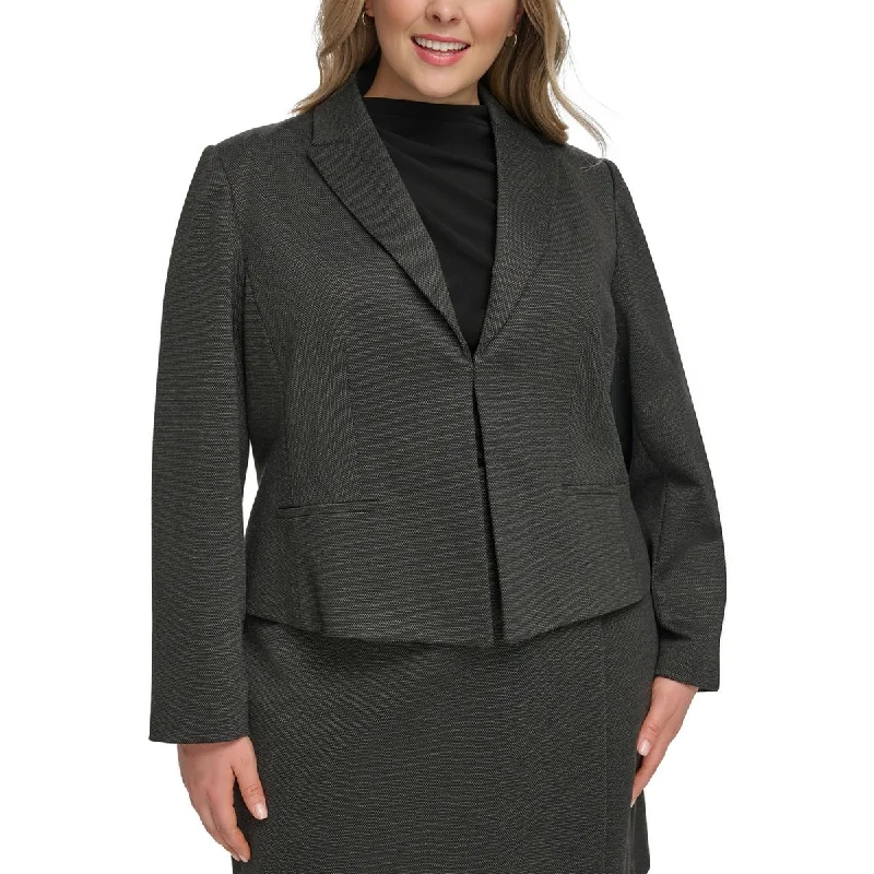 sustainable eco-friendly coat for women -Calvin Klein Womens Plus Cropped Business Open-Front Blazer