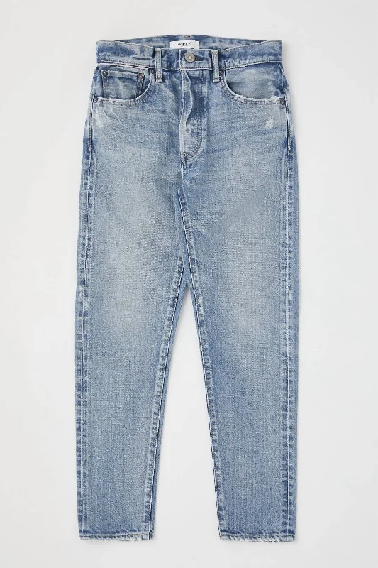 ladies' cropped boyfriend jeans -Vintage Browncroft Tapered High Waisted Jean In Blue