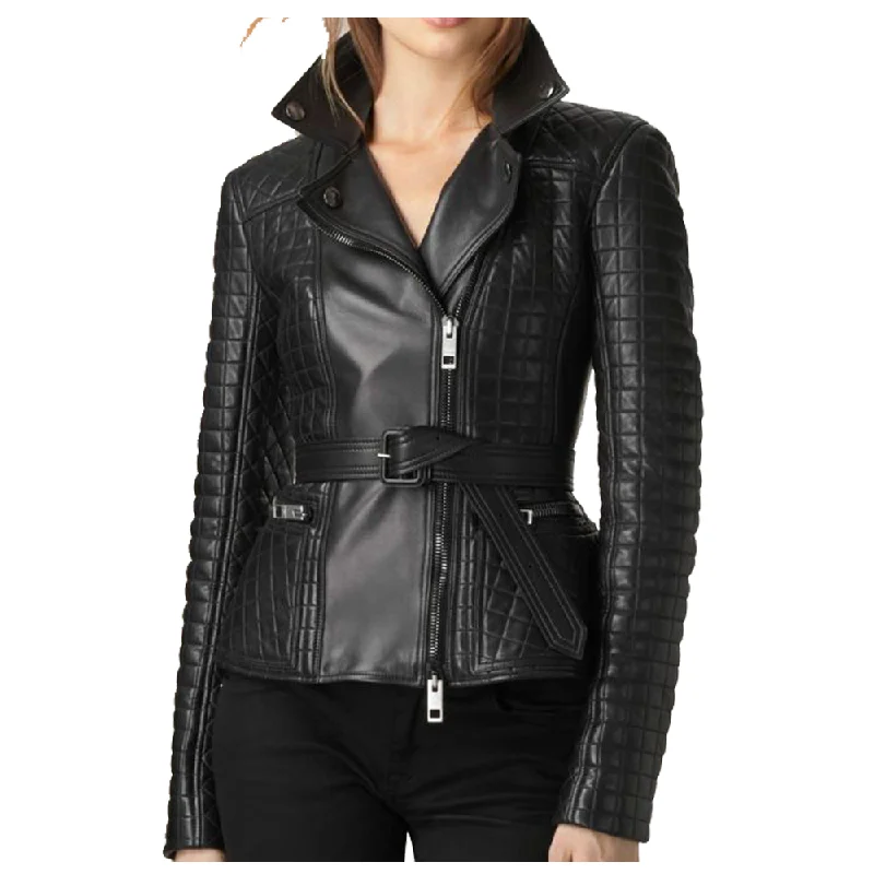 women's lightweight jacket -WOMEN ELEGANT BIKER FASHION LEATHER JACKET