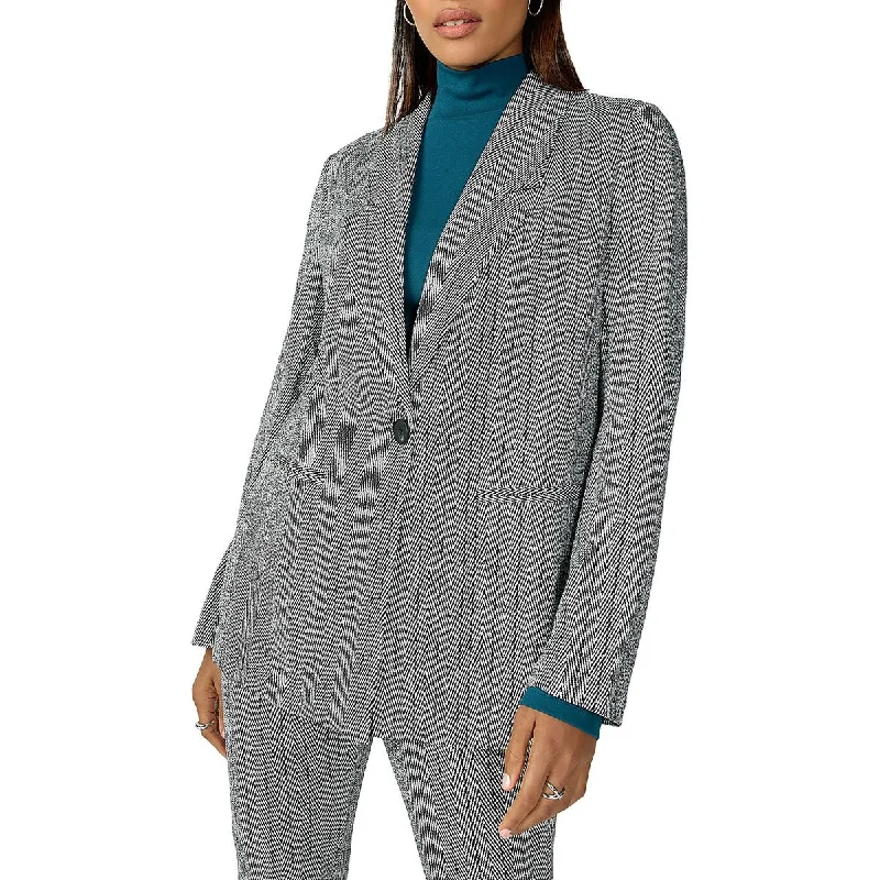 women's oversized corduroy jacket -Sanctuary Womens Herringbone Office One-Button Blazer