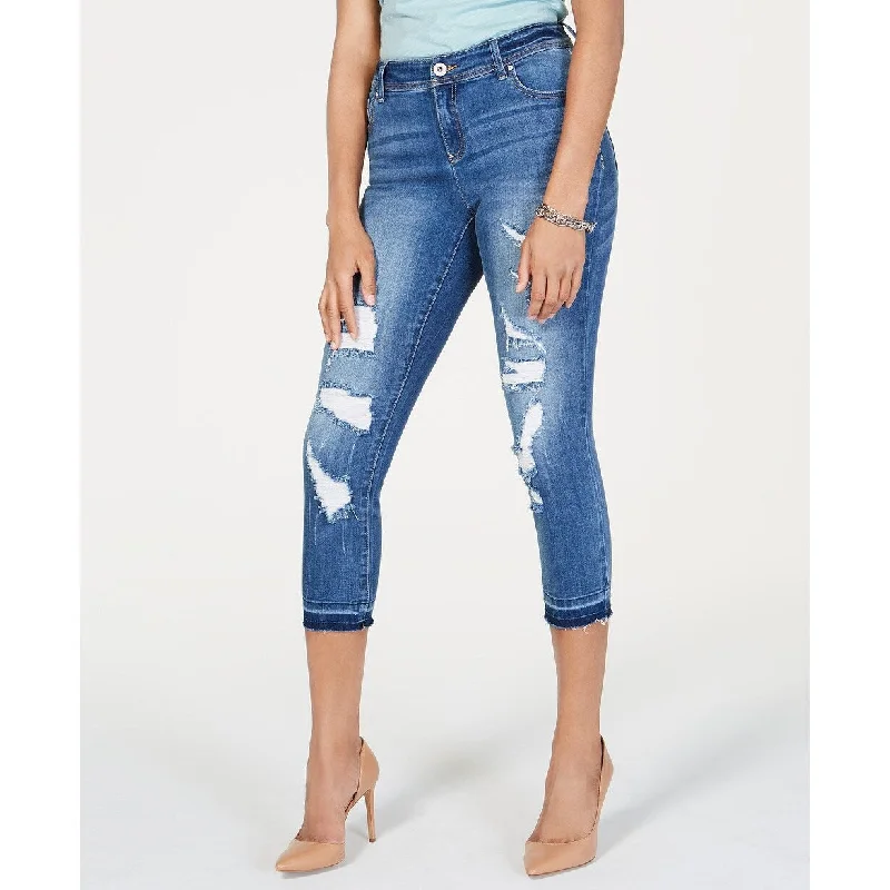 cropped kick-flare jeans for women -INC International Concepts Women's Incessentials Ripped Cropped Skinny Jeans Blue Size 6