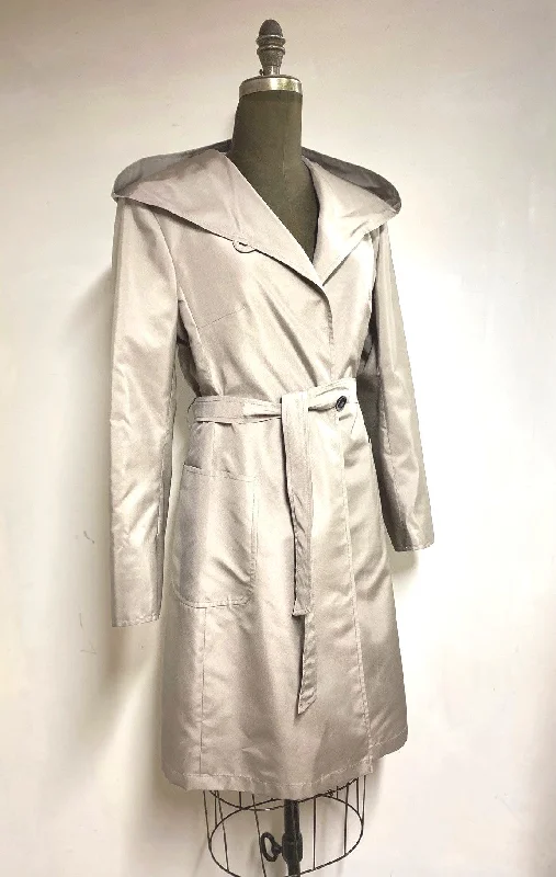 ladies' waterfall drape coat -Ann - Hooded Spring Coat - Silk