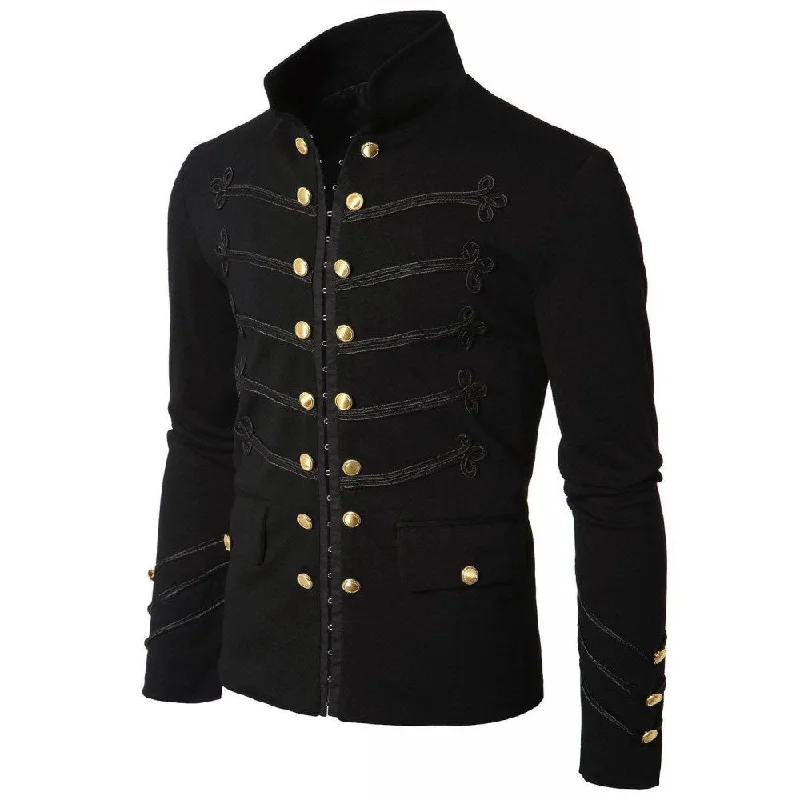 ladies' soft knit cardigan coat -Gothic Military Napoleon Hook Jacket