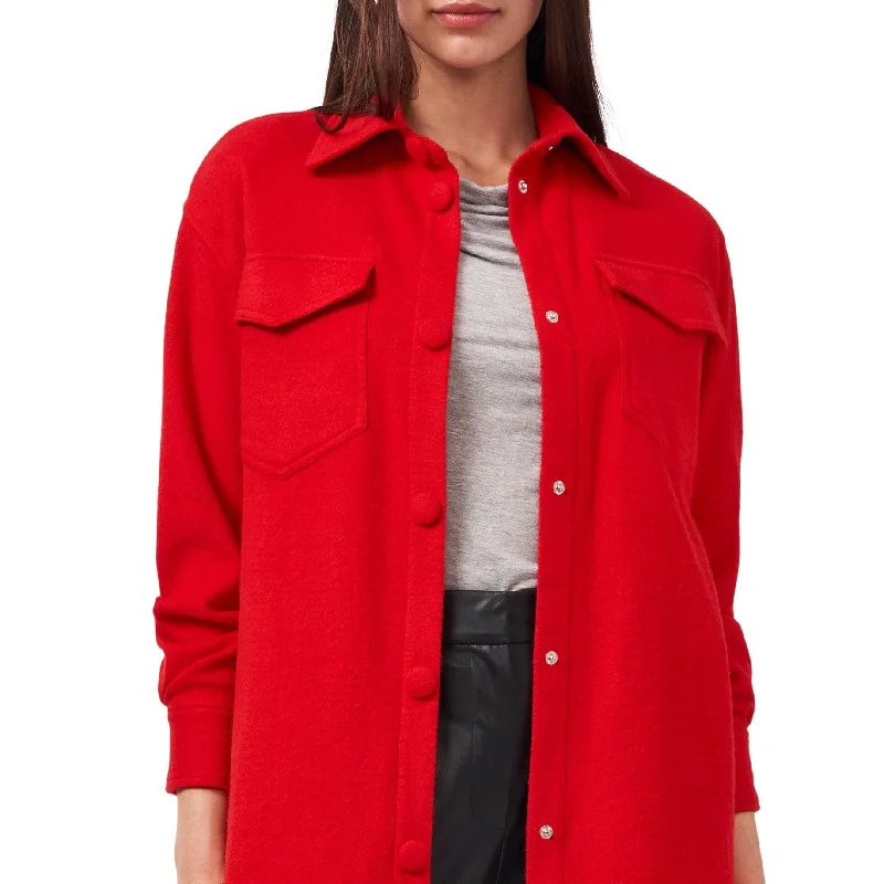 women's travel-friendly jacket -Vince Camuto Women's Cotton Blend Shirt Jacket Red Size Medium