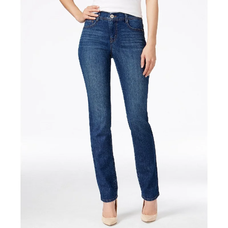 ladies' frayed hem skinny jeans -Style & Co Women's Tummy-Control Slim-Leg Jeans Piper Wash Size 22 W