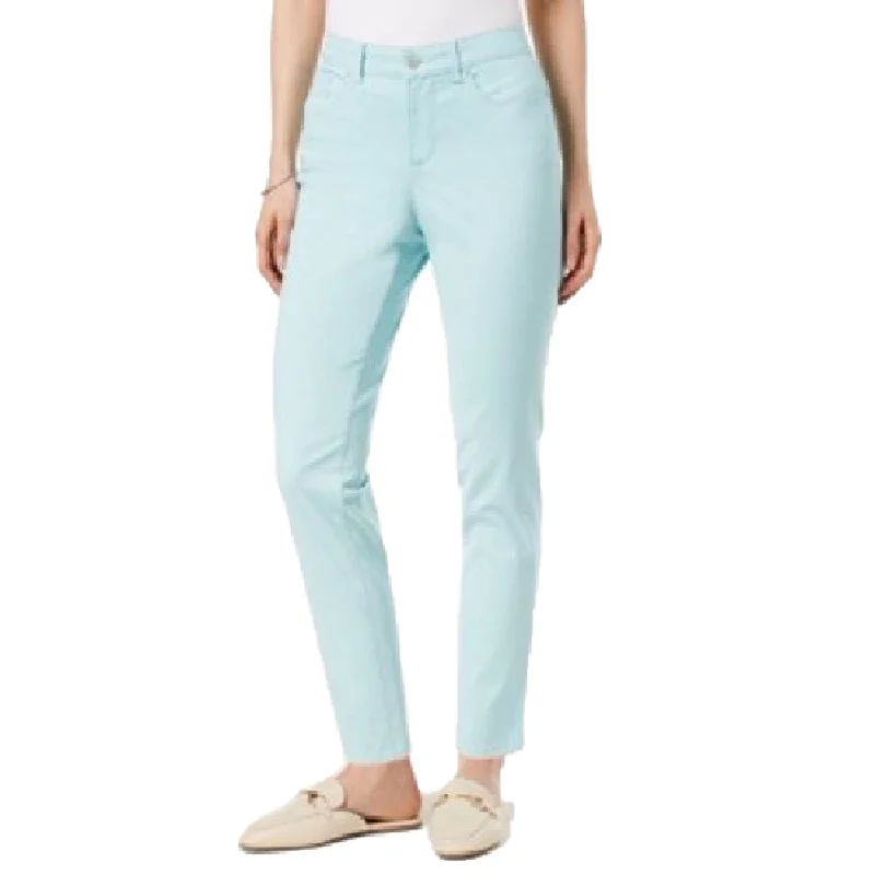 ladies' frayed hem skinny jeans -Charter Club Women's Jeans, Modern Straight-Leg Ank Aqua Water Size 16 - Blue