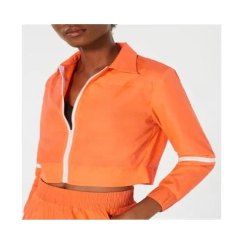 stylish women's blazer -Waisted Women's Cropped Parachute Jacket Orange Size Large