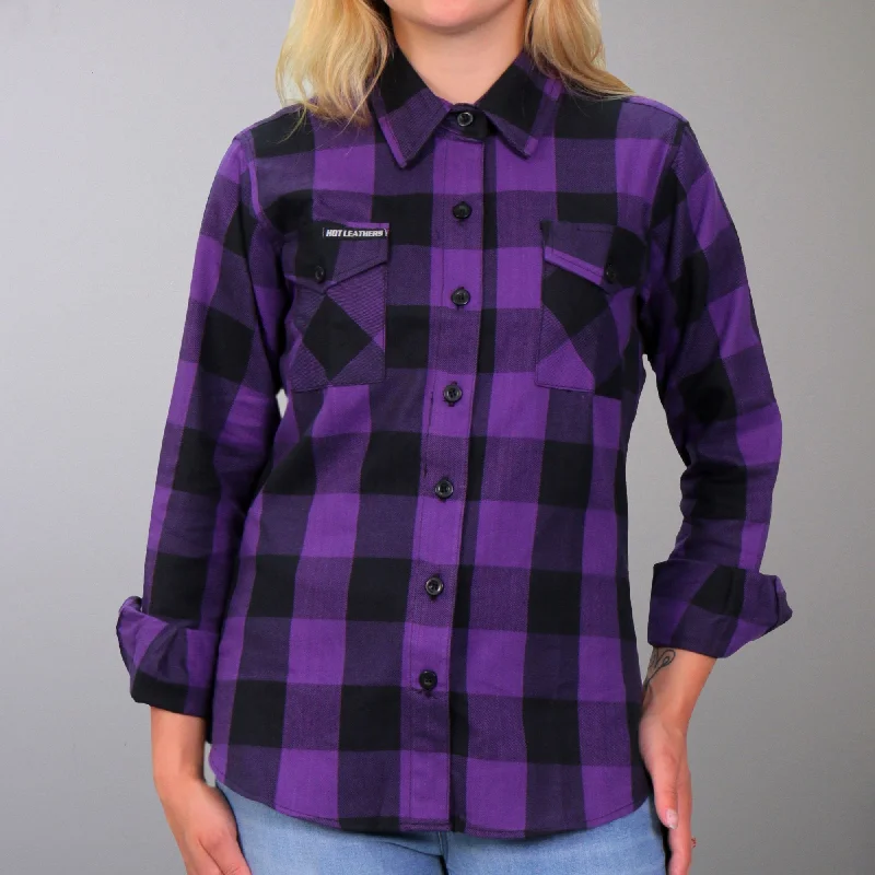 cute knotted hem short sleeve tee -Hot Leathers Ladies Flannel