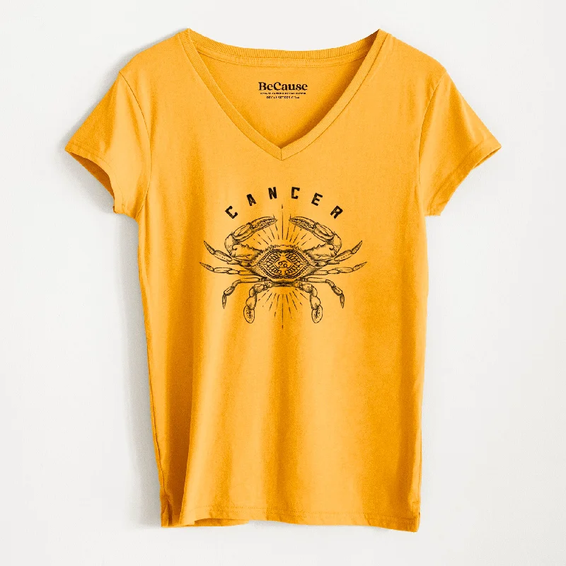 women's athletic short sleeve workout tee -Cancer - Crab - Women's 100% Recycled V-neck