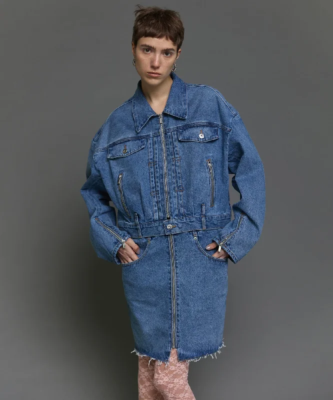 women's relaxed fit blazer -【SALE】Multiway Denim Coat