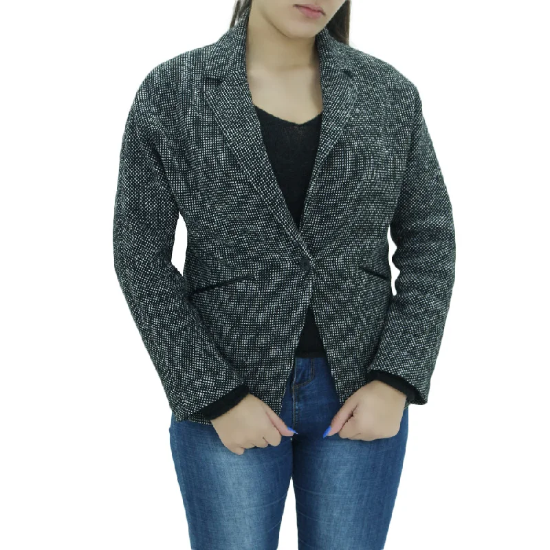 soft touch sherpa coat for women -Women's Nailshead Blazer,Black/White