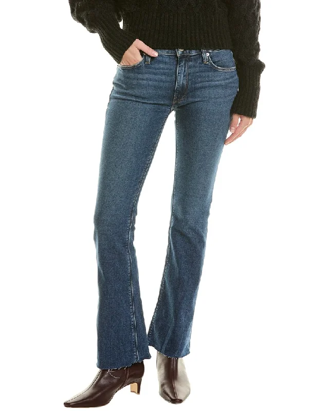 women's distressed high-waisted denim -HUDSON Jeans Nico Mid-Rise Barefoot Bootcut Jean