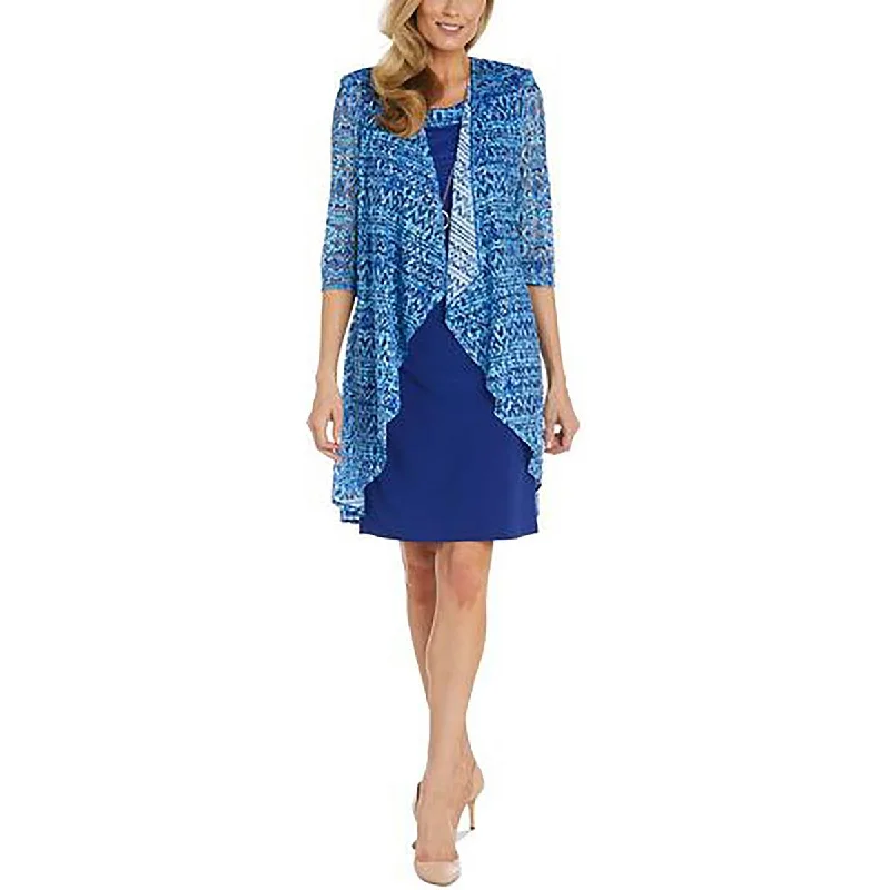 trendy plaid coat for women -R&M Richards Womens Crochet Tie-Dye Open-Front Blazer