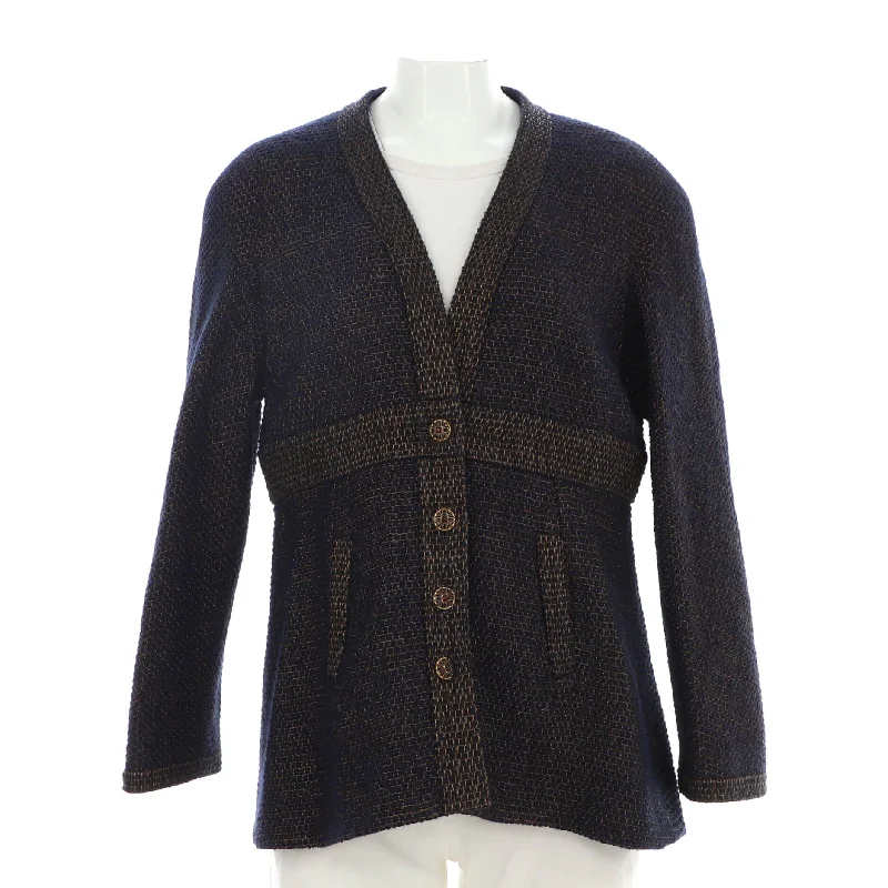 women's casual denim jacket -Women's Two Pocket V-Neck Fitted Jacket Tweed