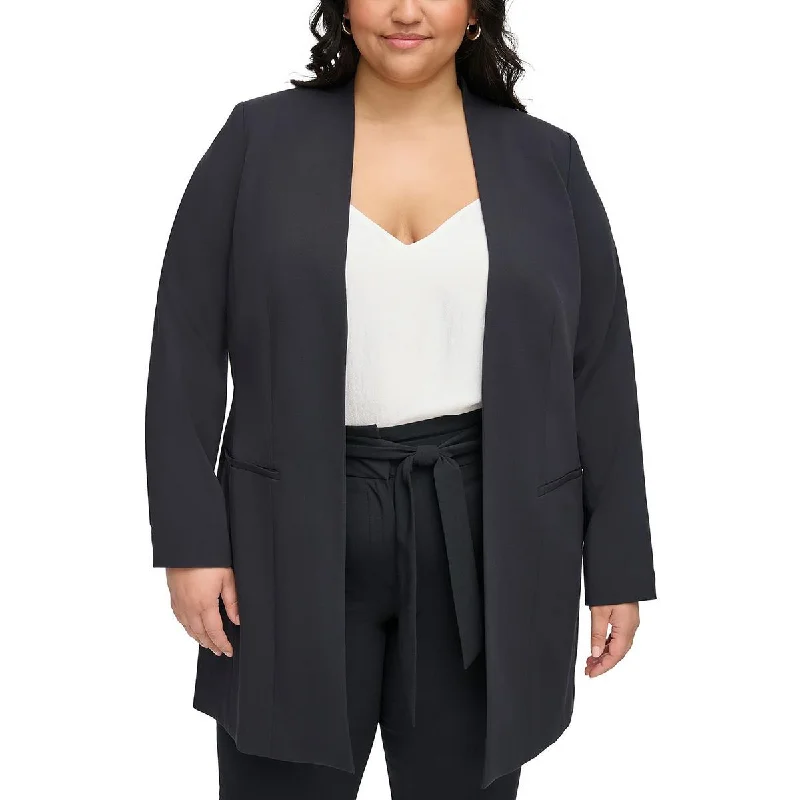 cozy teddy coat for ladies -Calvin Klein Womens Plus Suit Separate Office Open-Front Blazer