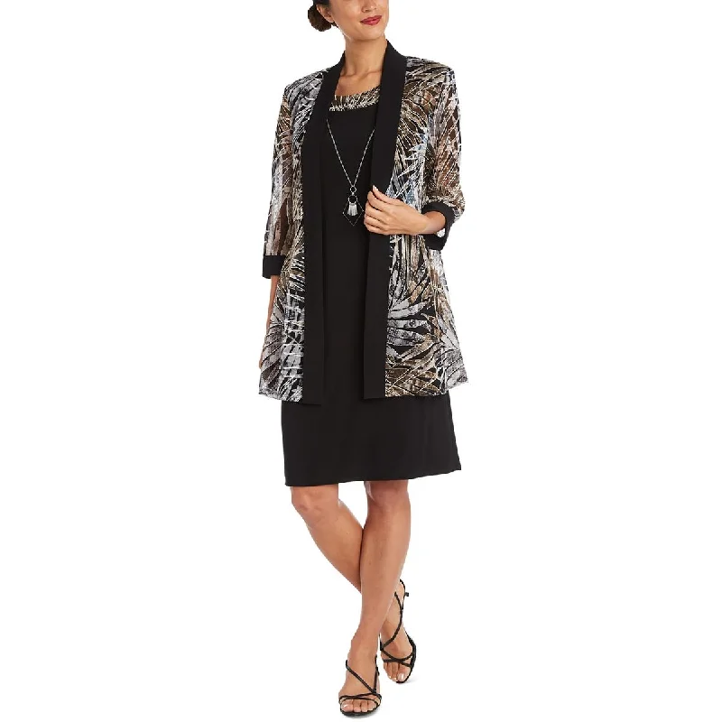 women's lightweight cargo jacket -R&M Richards Womens Printed Mesh Duster Blazer