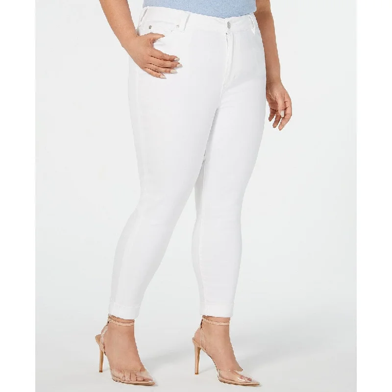 women's ultra-light stretch jeans -Celebrity Pink Women's Plus Size Trendy Cropped Skinny Ankle Jeans White Size 22W