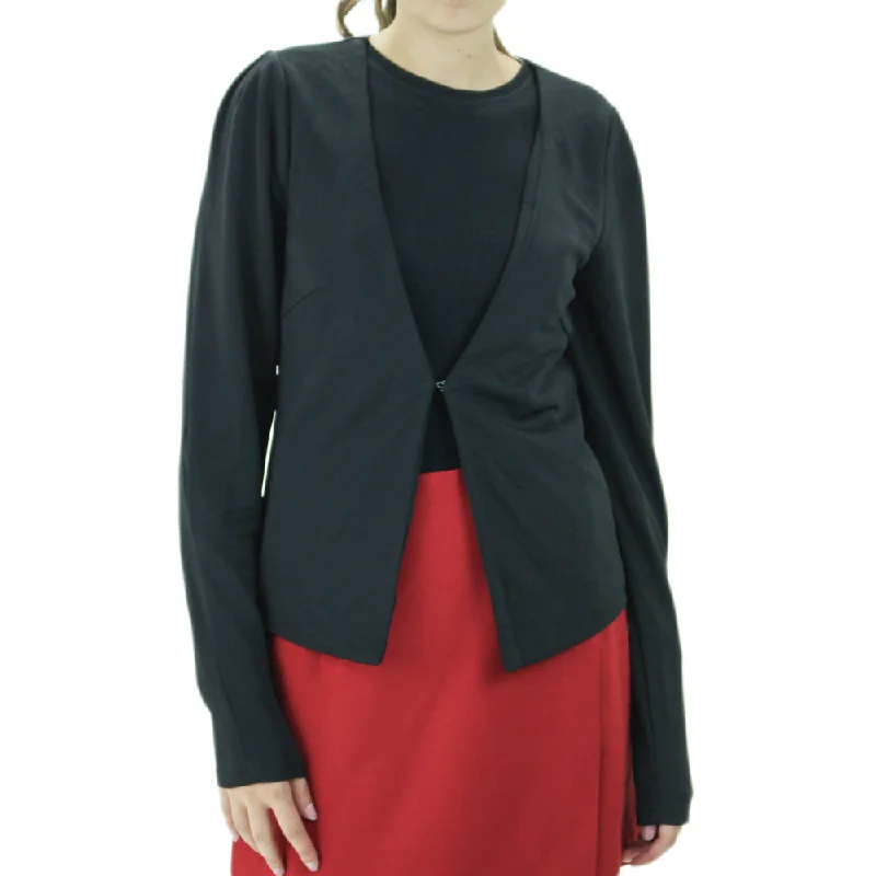 casual linen jacket for women -Women's Plain Solid Blazer,Black