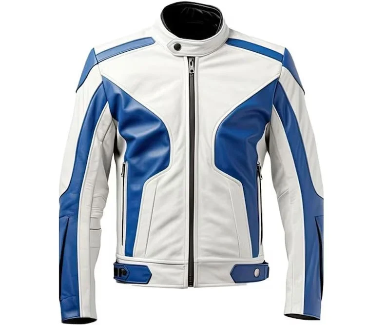 women's mid-length wool coat -Real Leather Motorcycle Racing Jackets