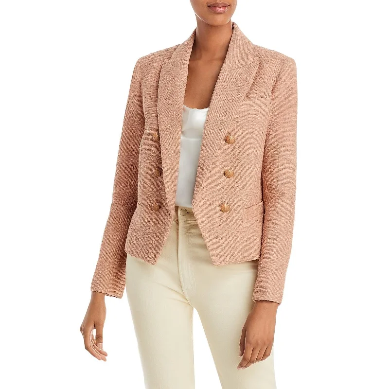 ladies' sporty windbreaker -L'Agence Womens Brooke Knit Short Double-Breasted Blazer