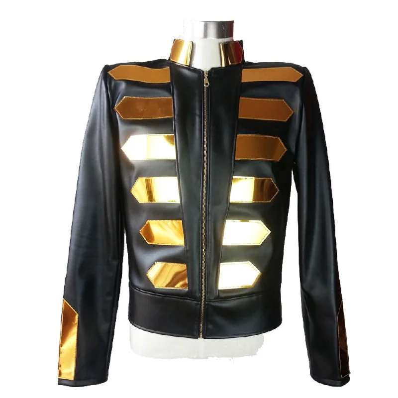 luxury designer winter coat for women -Military Fashion Leather Nightclub Jacket