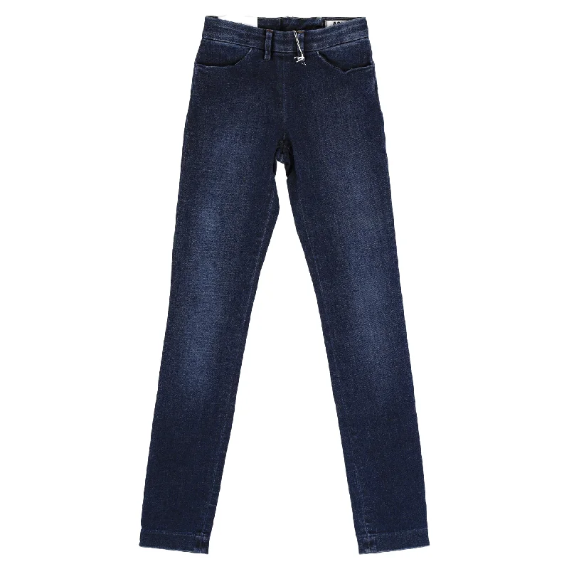 stretch flare-leg jeans for women -Acne Studios Back Zipped Straight-Leg Jeans in Blue Cotton Denim